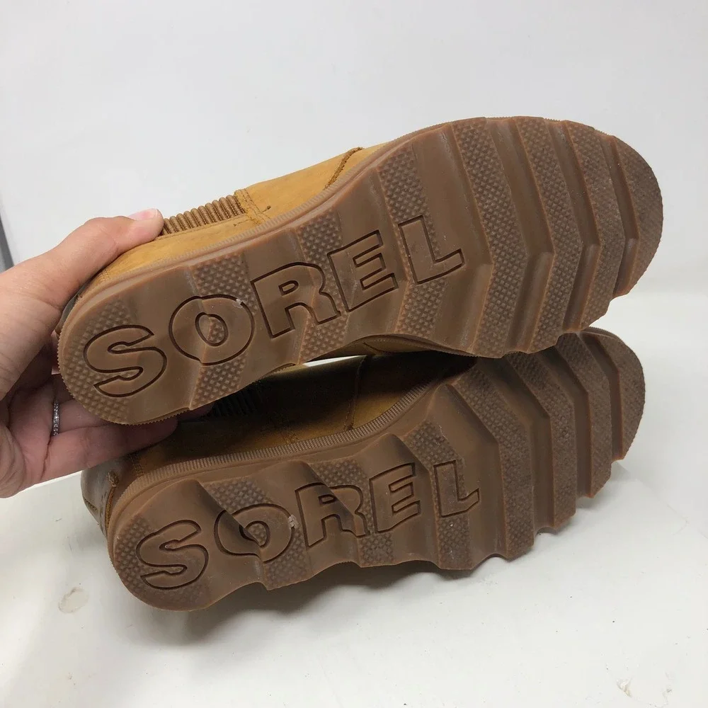 Sorel Joan of Arctic Wedge II Chelsea Boots Womens 9 Camel Brown Urban Outdoor